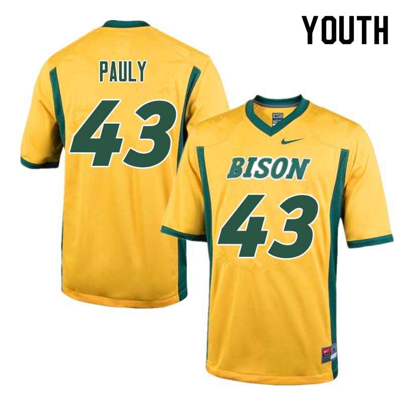 Youth #43 Beau Pauly North Dakota State Bison College Football Jerseys Sale-Yellow - Click Image to Close